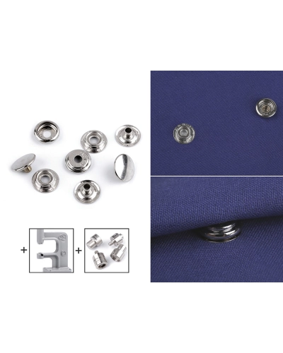 Gombíky stláčacie s krúžkom Ø15 mm (AM6) na hrubé látky, sypané - 100 ks | Mimib
