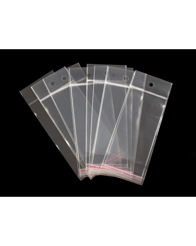 PP vrecko s lepiacou lištou a závesom 6x10,5 cm - 100 ks | Mimib