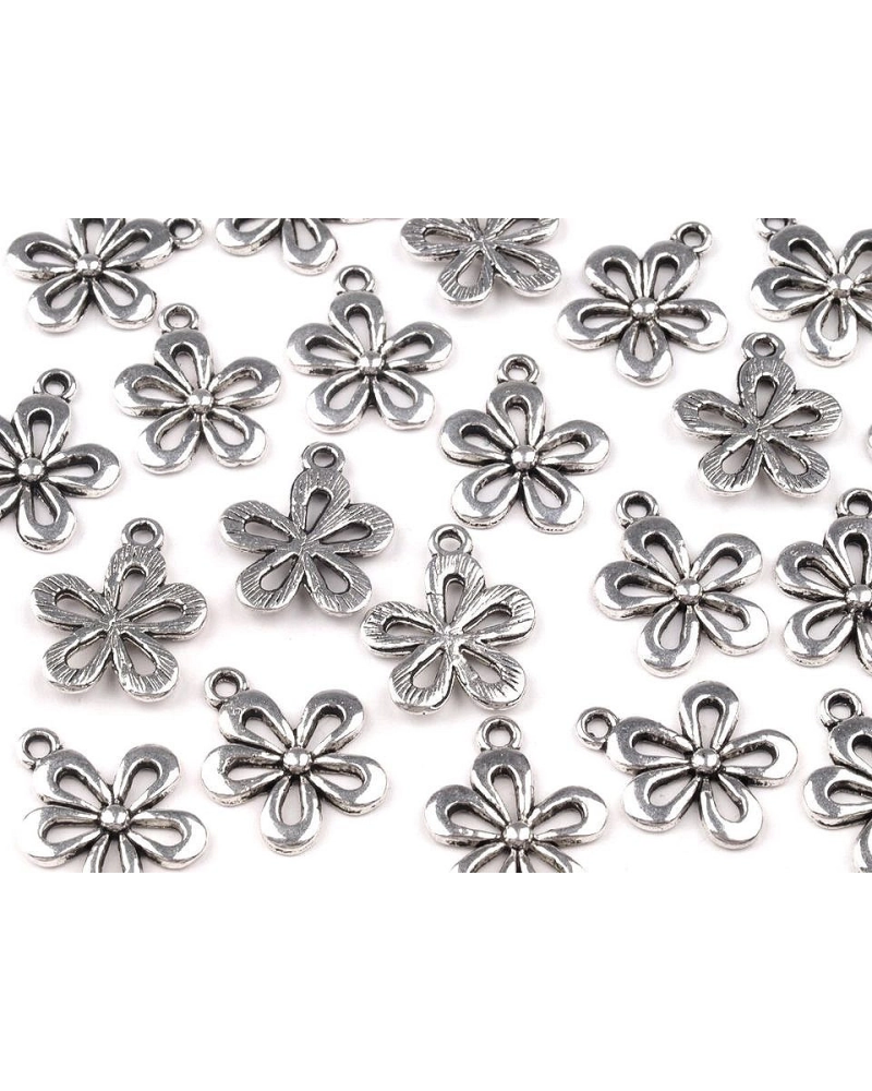 Kovový prívesok / ťaháčik na zips kvet 15x18 mm - 10 ks | Mimib