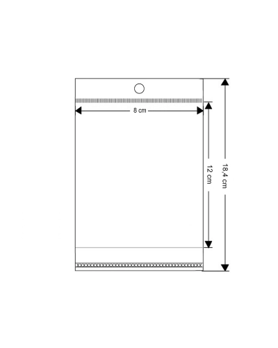 PP vrecko s lepiacou lištou a závesom 8x12 cm - 100 ks | Mimib