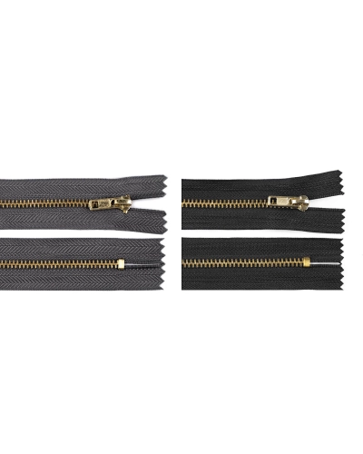 Kovový zips No 3 dĺžka 18 cm nohavicový s mosadznými zúbkami - 1 ks | Mimib