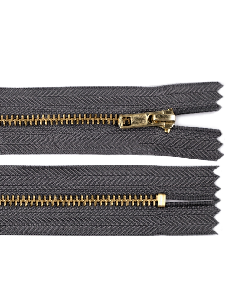 Kovový zips No 3 dĺžka 18 cm nohavicový s mosadznými zúbkami - 1 ks | Mimib