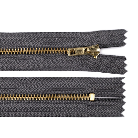 Kovový zips No 3 dĺžka 18 cm nohavicový s mosadznými zúbkami - 1 ks | Mimib