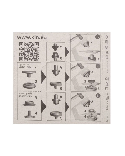 Gombíky stláčacie s krúžkom Ø15 mm na hrubé látky, nikel - 10 kar. | Mimib