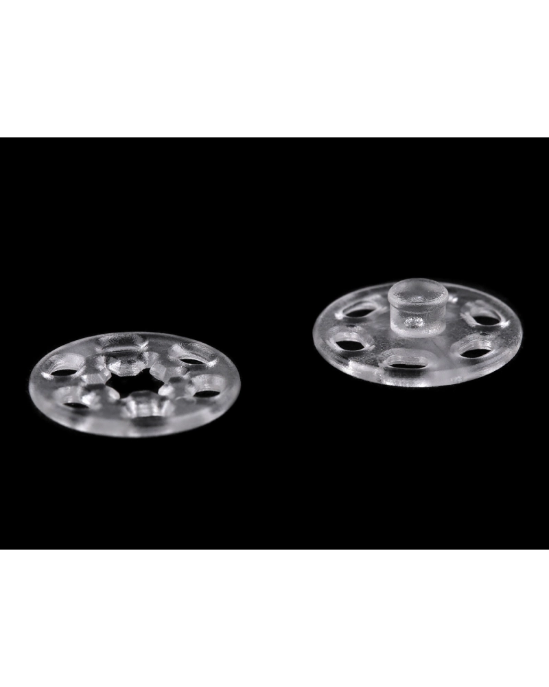Plastové patentky / stláčacie gombíky transparentné Ø13 mm, Ø15 mm - 10 pár | Mimib