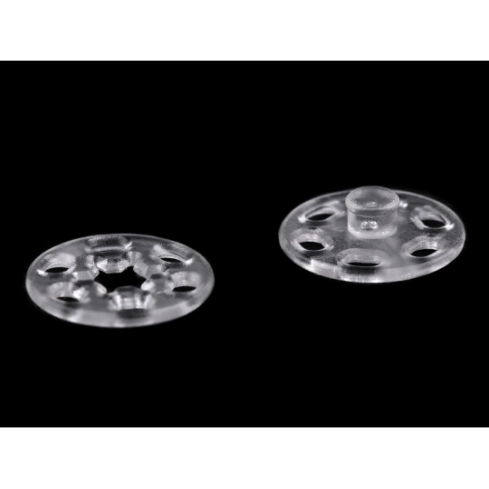 Plastové patentky / stláčacie gombíky transparentné Ø13 mm, Ø15 mm - 10 pár | Mimib