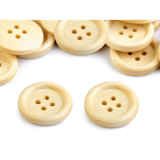 Drevený gombík veľkosť 32" štvordierkový - 10 ks | Mimib