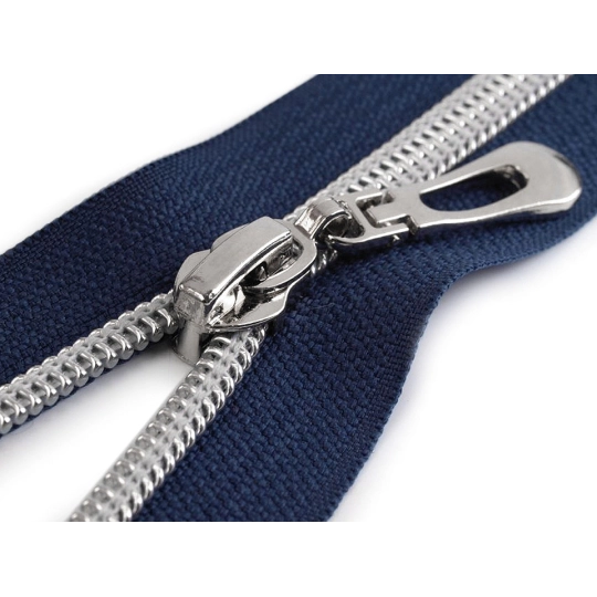 Špirálový zips No 7 dĺžka 50 cm so striebornými zúbkami - 1 ks | Mimib