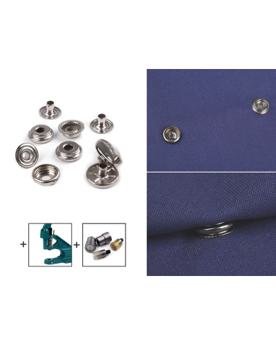 Gombíky stláčacie s krúžkom Ø15 mm (AM6 - O-SPRING) na hrubé látky, sypané - 10 sada | Mimib