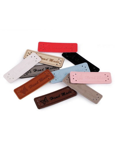 Eko koža ceduľka / ozdoba / nášivka Handmade 15x50 mm - 5 ks | Mimib