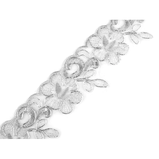 Vyšívaný prámik na monofile šírka 58 mm s lurexom - 1 m | Mimib