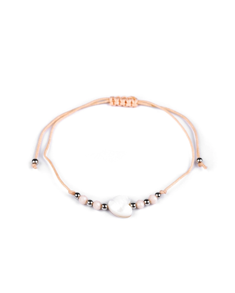 Náramok shamballa perleťové srdce - 1 ks | Mimib