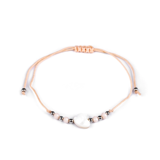 Náramok shamballa perleťové srdce - 1 ks | Mimib