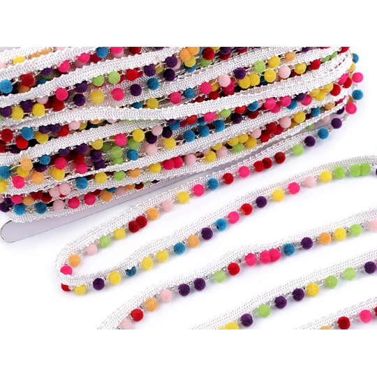 Polyesterový prámik / paspulka so zamatovými perlami šírka 12 mm - 1 m | Mimib