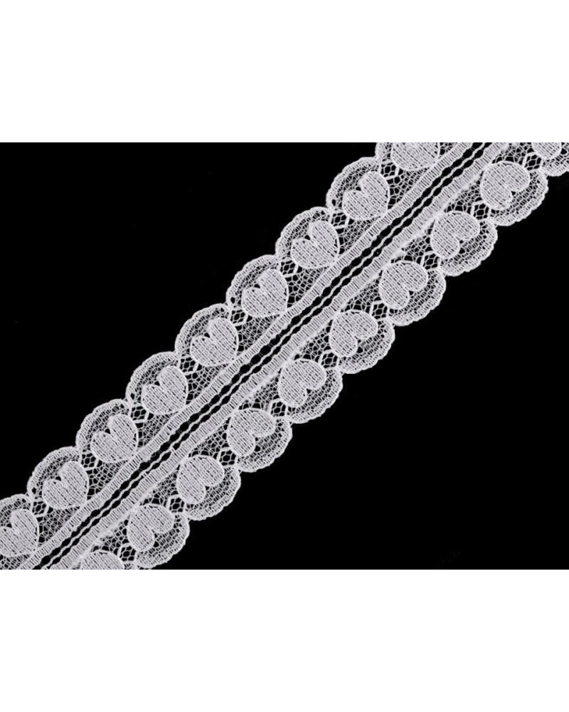 Silónová čipka / vsadka srdce šírka 30 mm - 18 m | Mimib