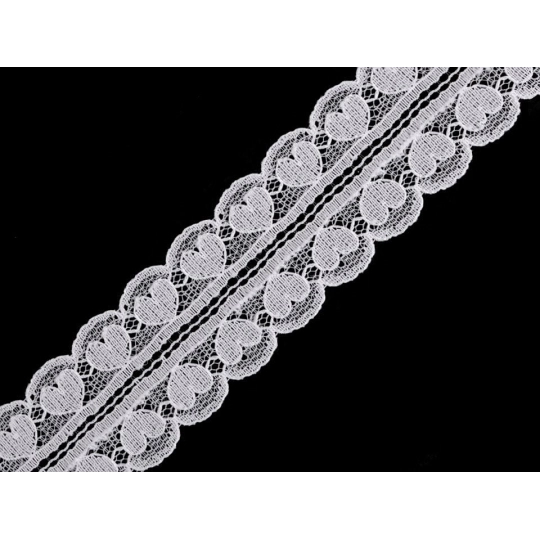 Silónová čipka / vsadka srdce šírka 30 mm - 18 m | Mimib
