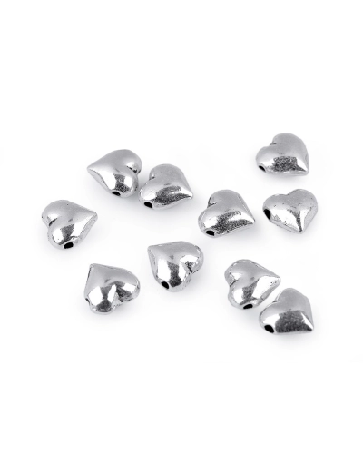 Kovový korálik srdce 8x8 mm - 10 ks | Mimib