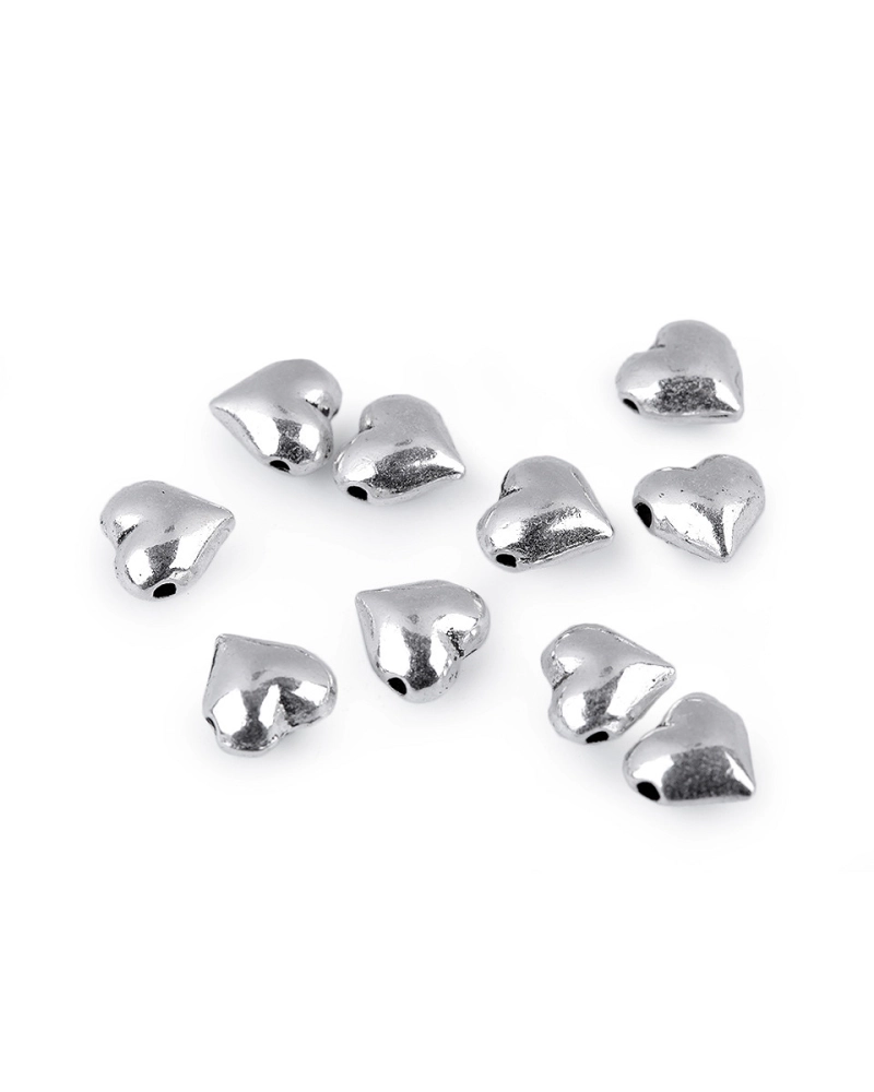 Kovový korálik srdce 8x8 mm - 10 ks | Mimib