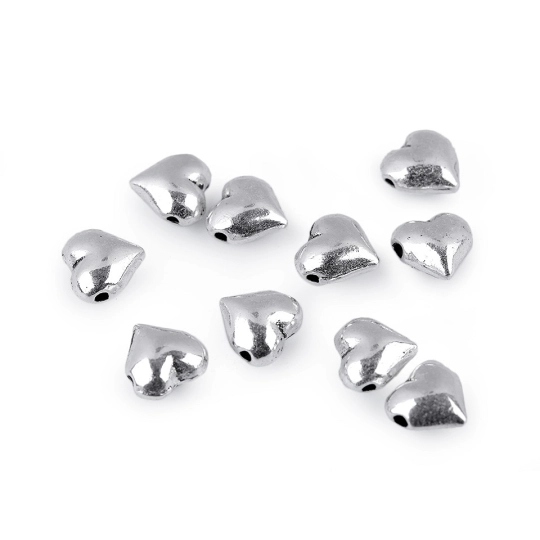 Kovový korálik srdce 8x8 mm - 10 ks | Mimib