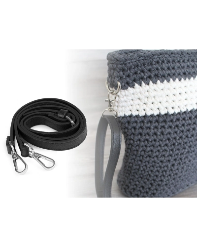 Koženkový popruh / ucho s karabínami na kabelku šírka 1,5 cm - 1 ks | Mimib