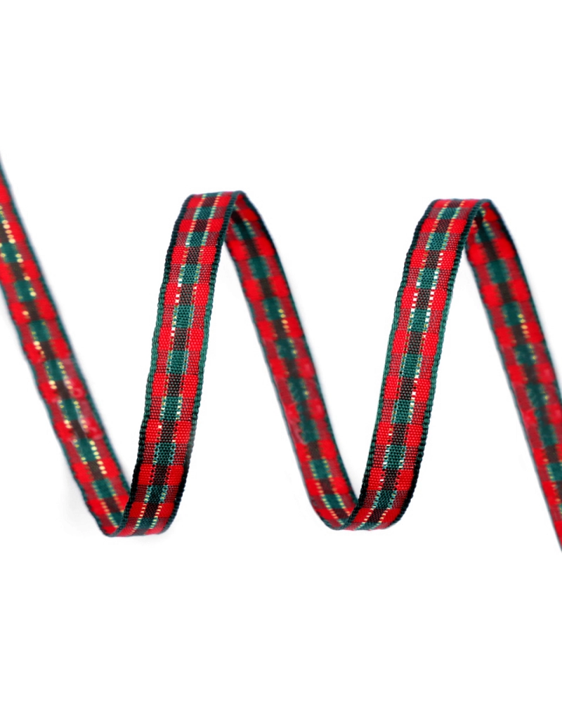 Károvaná stuha s lurexom šírka 6 mm vianočná - 5 m | Mimib