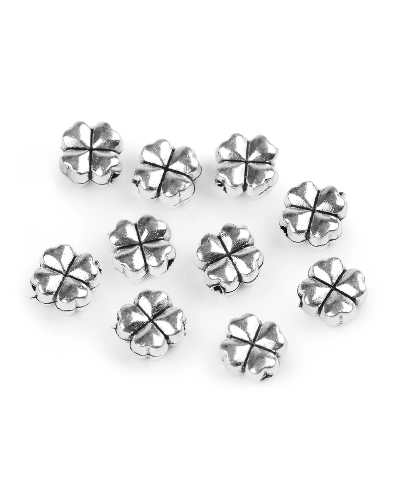 Kovová ozdoba štvorlístok 8x8 mm - 10 ks | Mimib