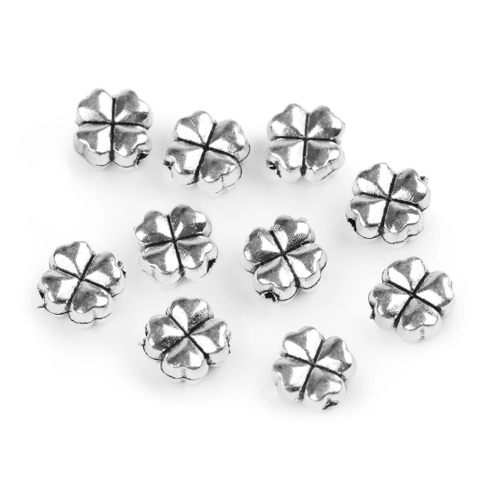 Kovová ozdoba štvorlístok 8x8 mm - 10 ks | Mimib