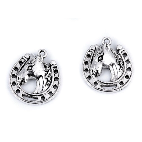 Prívesok kôň s podkovou 18x21 mm - 5 ks | Mimib