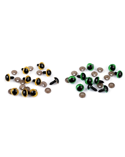 Oči mačacie s poistkou Ø14 mm - 10 sada | Mimib