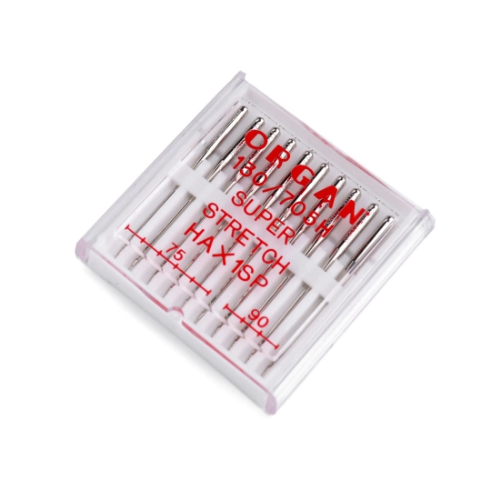 Strojové ihly Super stretch 75,90 Organ - 1 krab. | Mimib