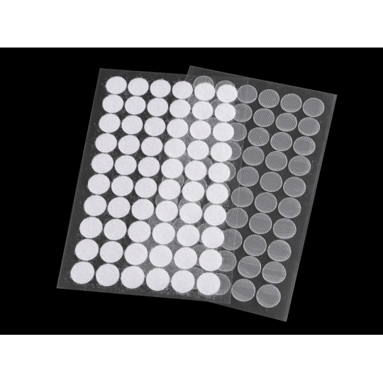 Suchý zips samolepiaci kolieska Ø15 mm transparentné - 1 kar. | Mimib