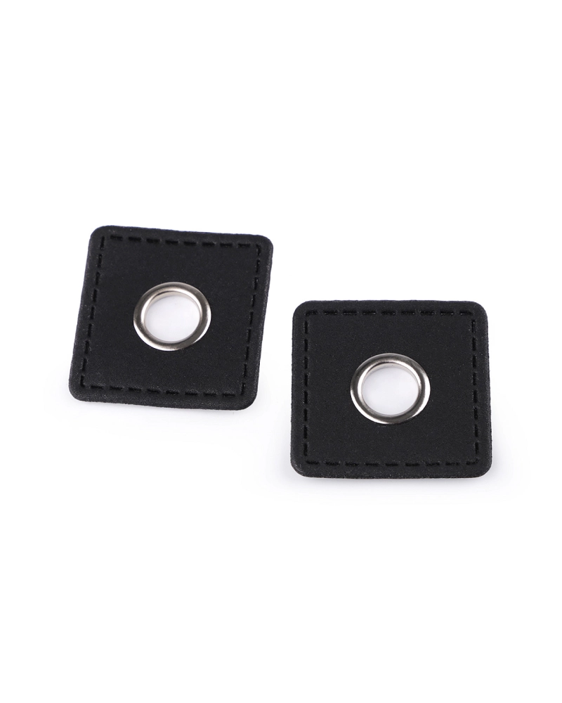 Priechodka s koženkovým štvorčekom na našitie, prievlak 10 mm - 4 ks | Mimib