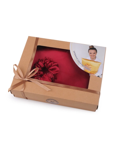 Saténová Beauty sada na spanie, obliečka a scrunchie gumička - 1 ks | Mimib