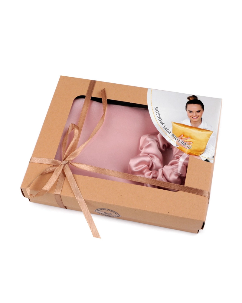 Saténová Beauty sada na spanie, obliečka a scrunchie gumička - 1 ks | Mimib