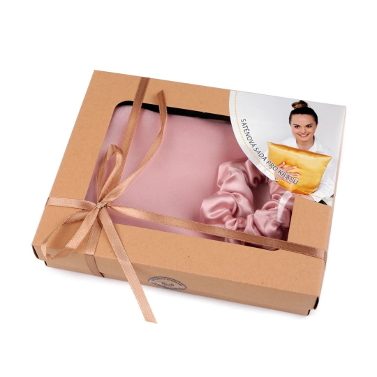 Saténová Beauty sada na spanie, obliečka a scrunchie gumička - 1 ks | Mimib