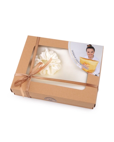 Saténová Beauty sada na spanie, obliečka a scrunchie gumička - 1 ks | Mimib