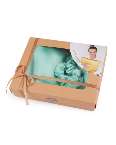 Saténová Beauty sada na spanie, obliečka a scrunchie gumička - 1 ks | Mimib