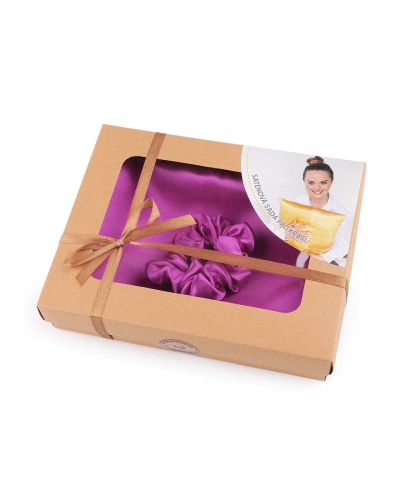 Saténová Beauty sada na spanie, obliečka a scrunchie gumička - 1 ks | Mimib
