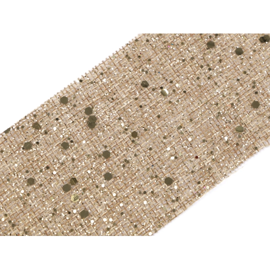 Vianočná stuha metráž imitácia juty s glitrami šírka 60 mm - 1 m | Mimib