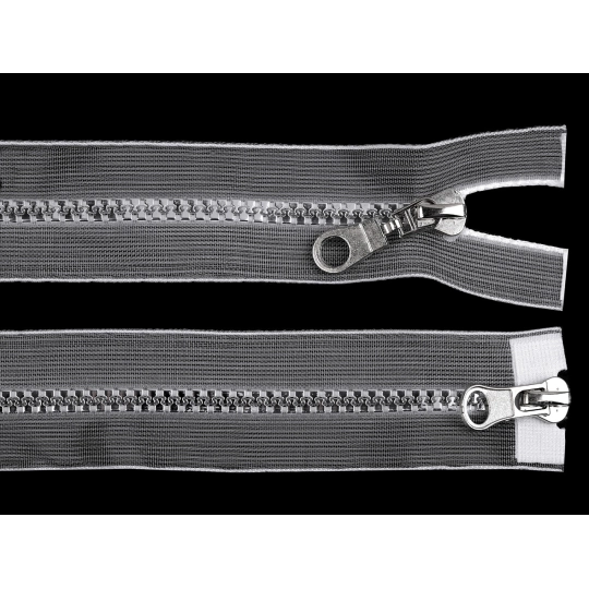 Zips kostený No 5 deliteľný 2 jazdce / dvojcestný 90 cm transparentný - 1 ks | Mimib