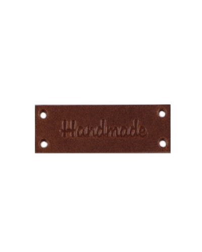 Kožená ceduľka / štítok Handmade, With love 16x44 mm - 1 ks