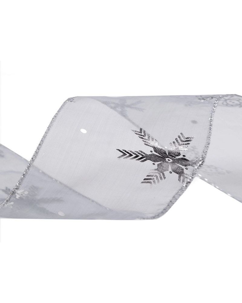 Vianočná organzová stuha metalické vločky šírka 60 mm - 22.5 m | Mimib