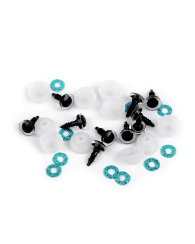 Oči glitrové s poistkou Ø10 mm - 10 sada | Mimib