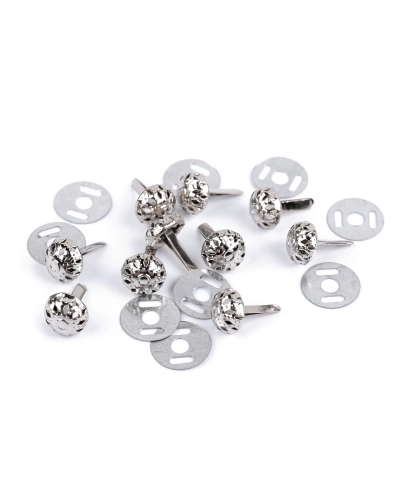 Dvojnôžkový klinec / kovové nožičky na kabelky filigrán Ø10 mm, 12 mm - 50 sada | Mimib