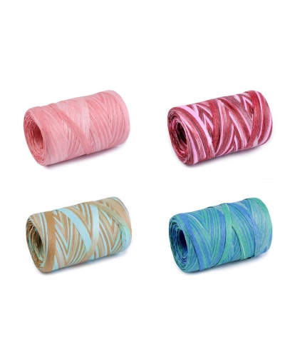Lyko rafia prírodné multicolor, na pletenie tašiek, šírka 5-8 mm - 1 ks | Mimib