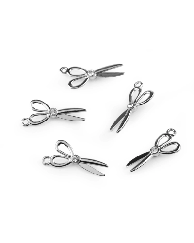 Kovový prívesok / ťaháčik na zips nožnice s brúsenými kamienkami 10x20 mm - 5 ks | Mimib