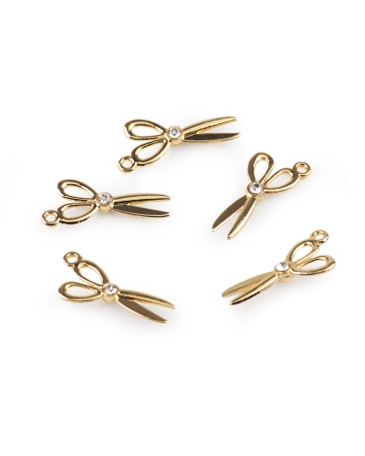 Kovový prívesok / ťaháčik na zips nožnice s brúsenými kamienkami 10x20 mm - 5 ks | Mimib