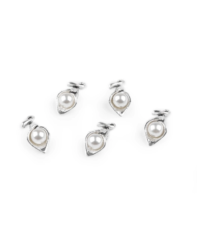 Kovový prívesok / ťaháčik na zips kvet s perlou 3D 9x18 mm - 5 ks | Mimib