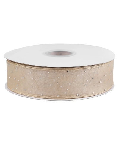 Organzová stuha s brúsenými kamienkami šírka 38 mm - 1 m | Mimib