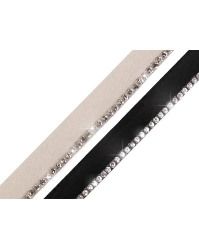 Polyesterová paspulka / kéder so sklenenými kamienkami šírka 10 mm - 1 m | Mimib